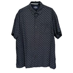 Nat Nast Short Sleeve Casual Camp Dress Shirt Collared Mens L Blue Silk Blend